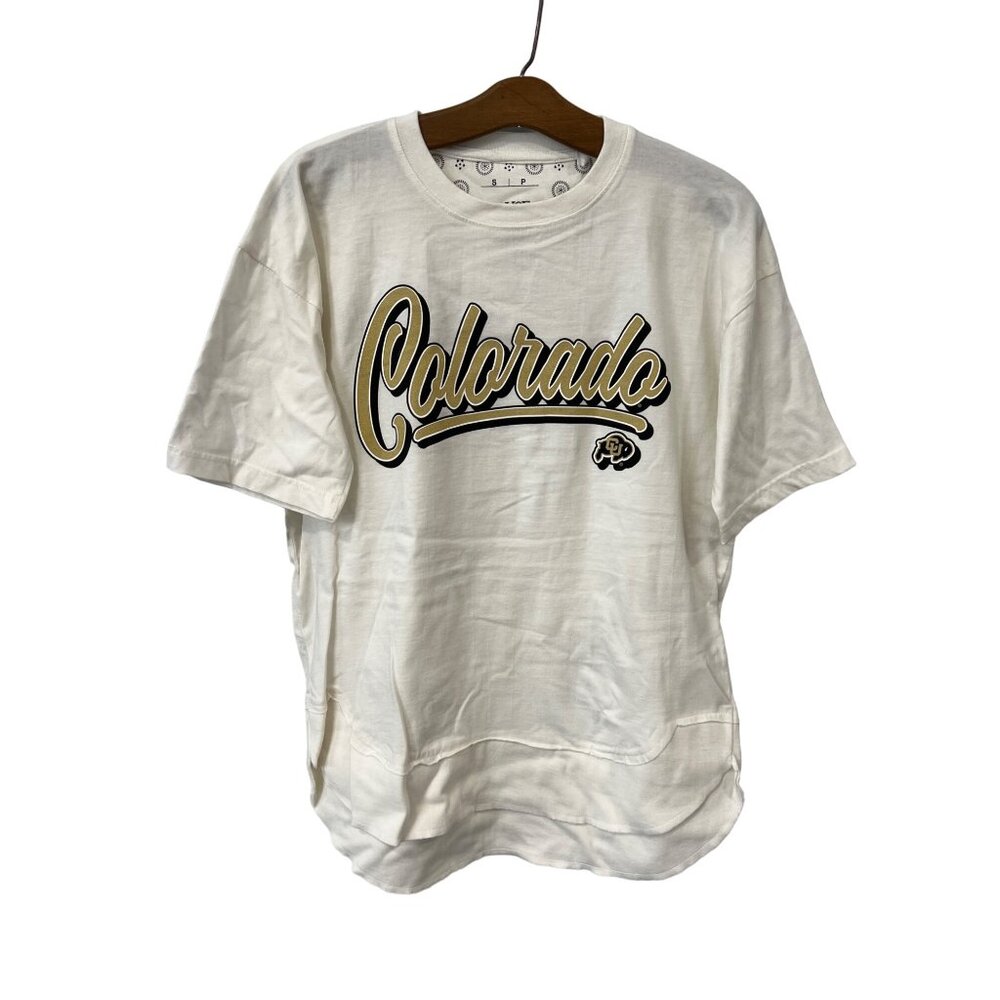 Royce Apparel Colorado Short Sleeve Graphic TShirt Women S Ivory Cotton Poly NEW
